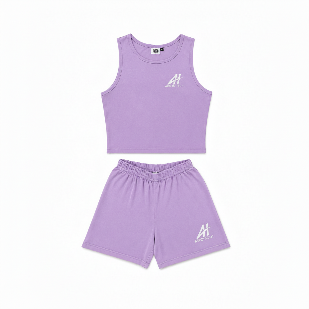 AOH Lavender Crop Tank & Shorts Co-ord Set