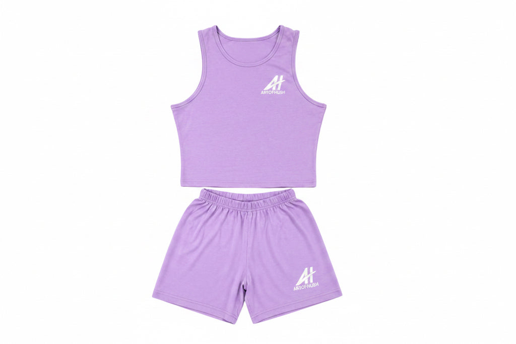 AOH Lavender Crop Tank & Shorts Co-ord Set