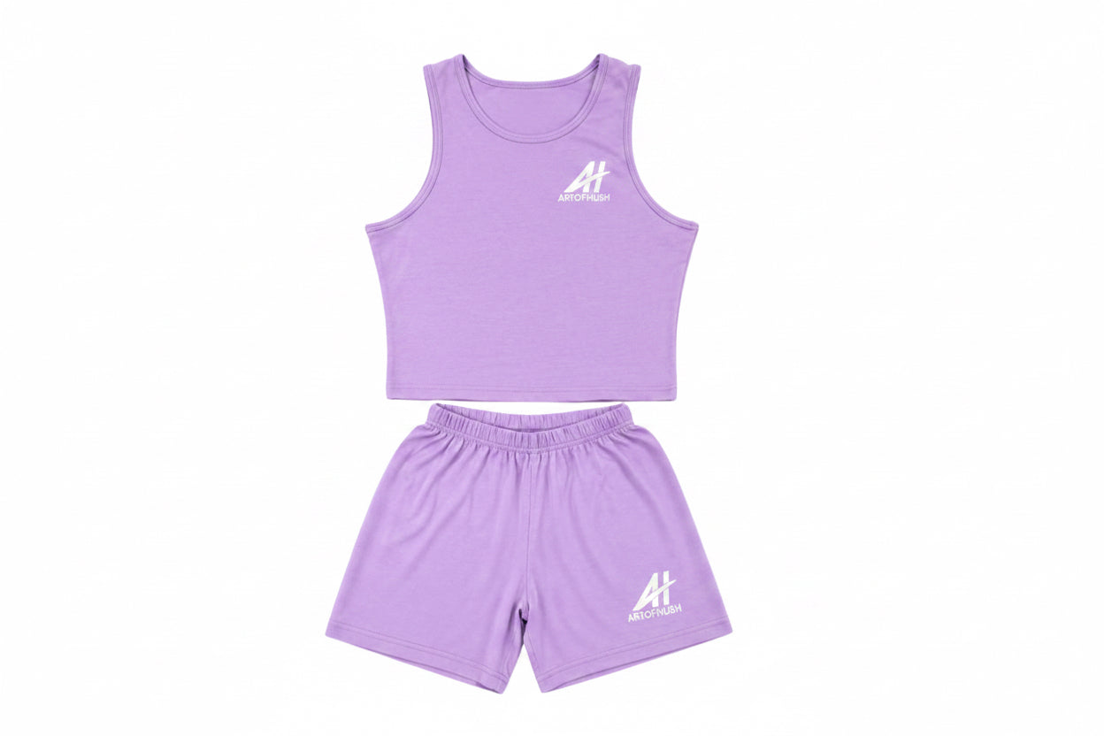 AOH Lavender Crop Tank & Shorts Co-ord Set