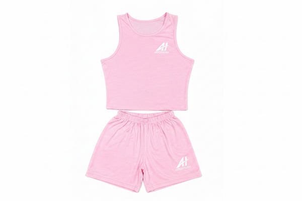 AOH Baby Pink Crop Tank & Shorts Co-t Set