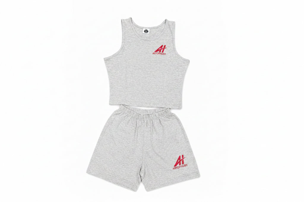 AOH Grey Marl Crop Tank & Shorts Co-ord Set