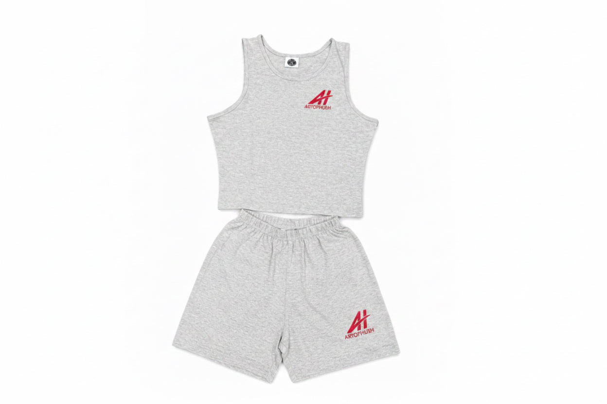 AOH Grey Marl Crop Tank & Shorts Co-ord Set