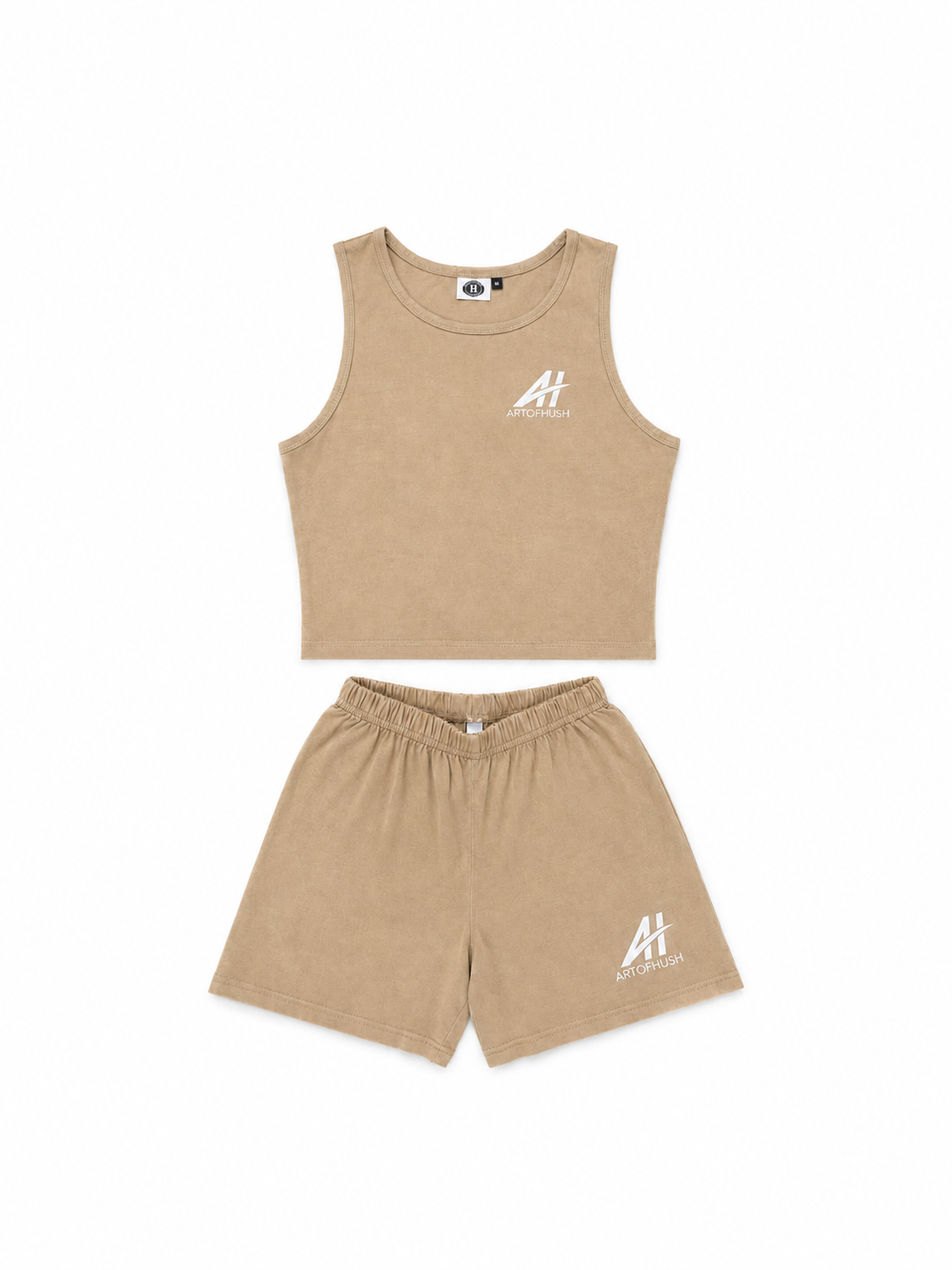 AOH Sand Beige Crop Tank & Shorts Co-ord Set