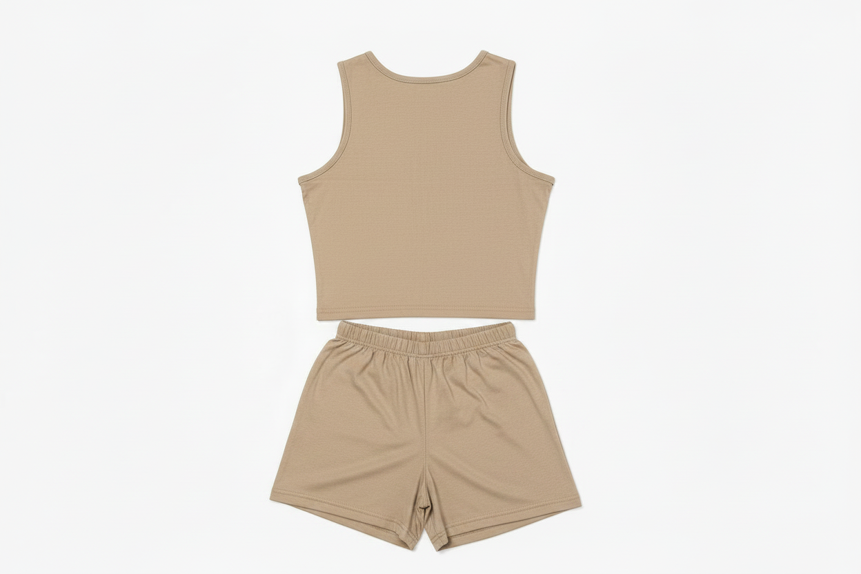 AOH Sand Beige Crop Tank & Shorts Co-ord Set