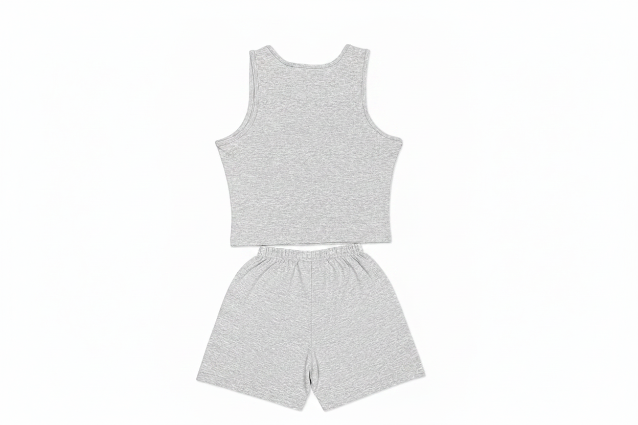 AOH Grey Marl Crop Tank & Shorts Co-ord Set