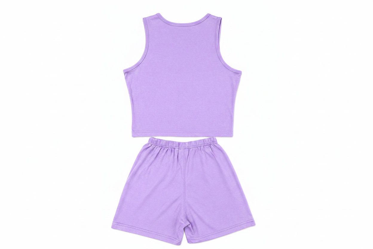 AOH Lavender Crop Tank & Shorts Co-ord Set