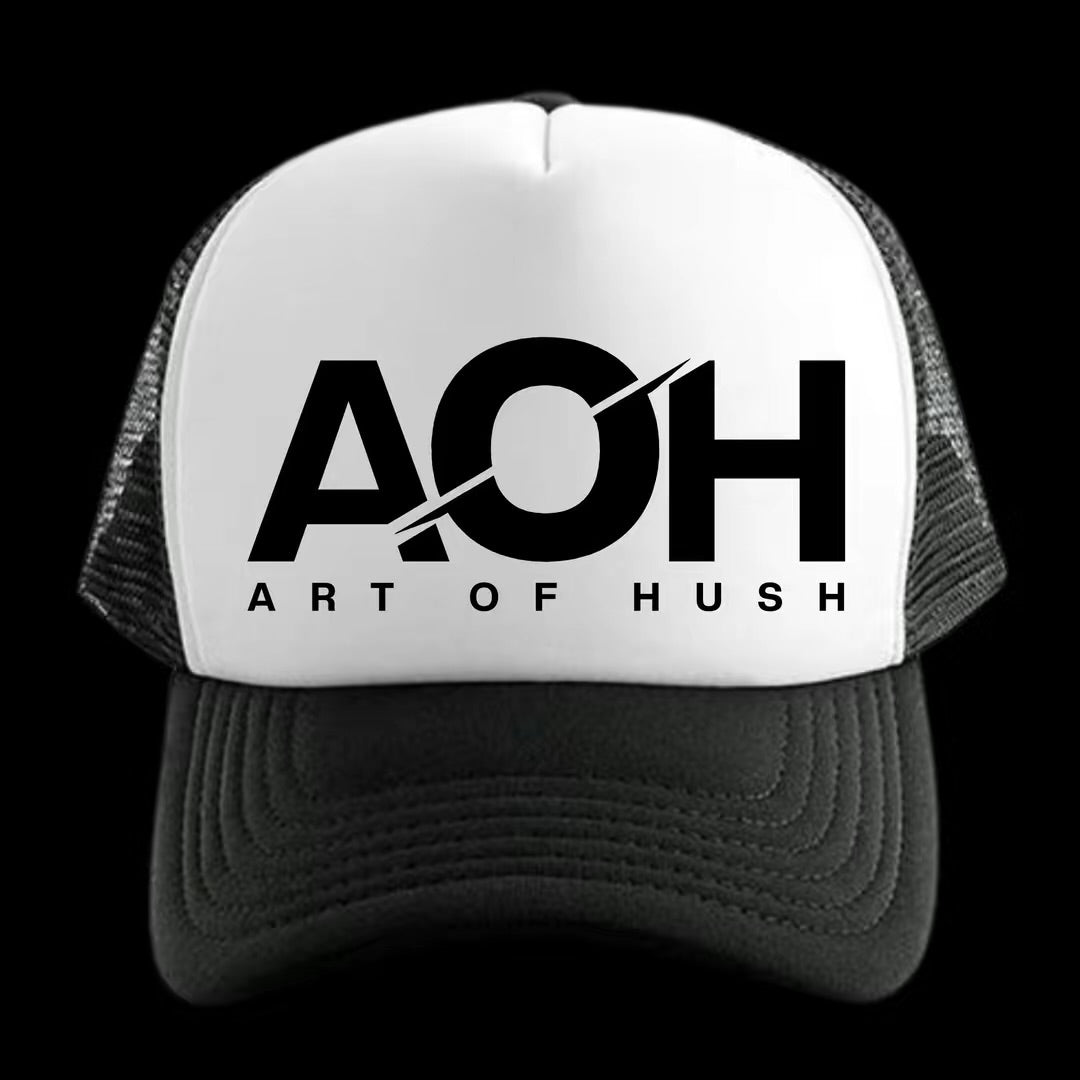 AOH: BLK/WHT TRUCKER SNAPBACK